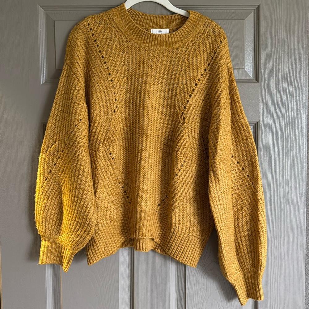 mustard oversized, balloon sleeve sweater